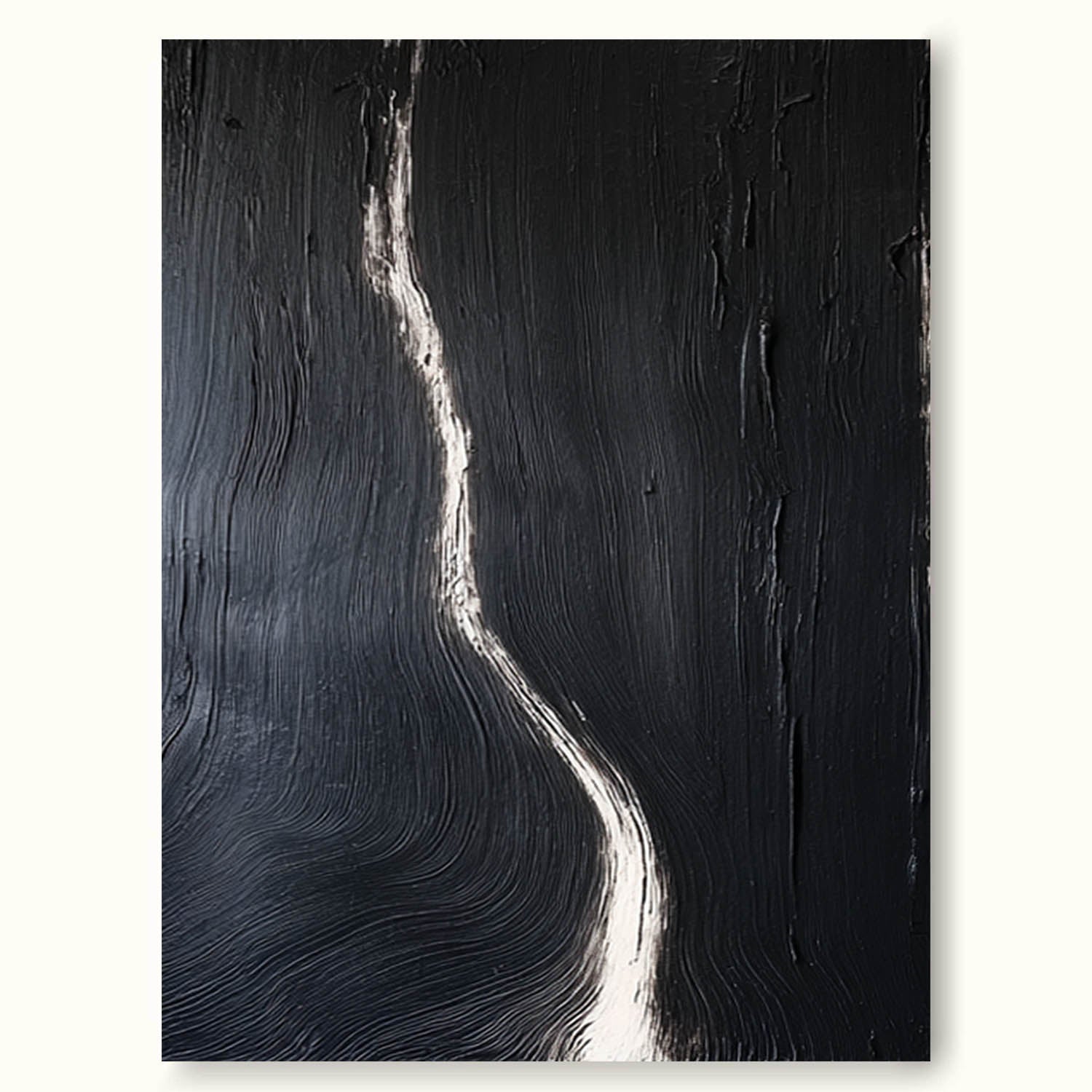 Modern Minimalist Black Oil Painting Contemporary Black Abstract Line Painting Large Black Abstract Texture Wall Art