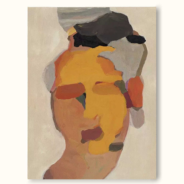 Female Abstract Minimalist Portrait Canvas Painting Minimalist Woman Art Framed