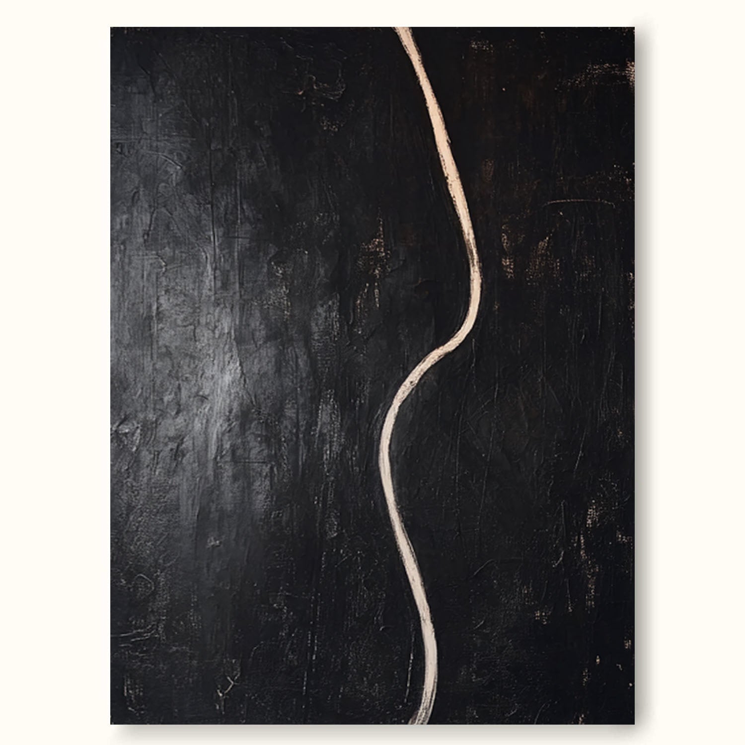 Minimalist Black Abstract Line Painting Contemporary Black Abstract Canvas Painting Handmade Black Minimalist Line Texture Art