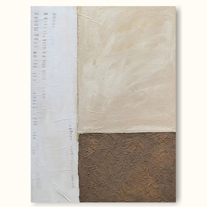 White Abstract Canvas Art 3D Textured Painting Beige Abstract Painting