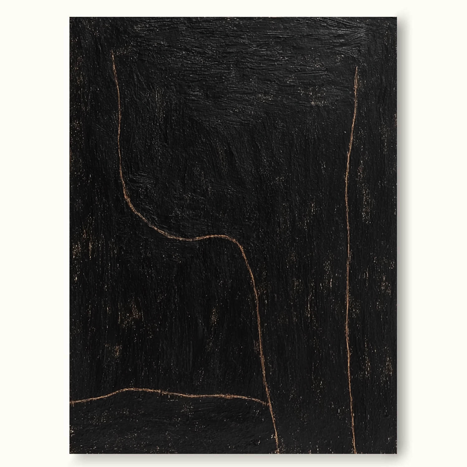 Black Minimalist Line Art Painting On Canvas Handmade Black Abstract Line Artwork Modern Black Textured Line Painting