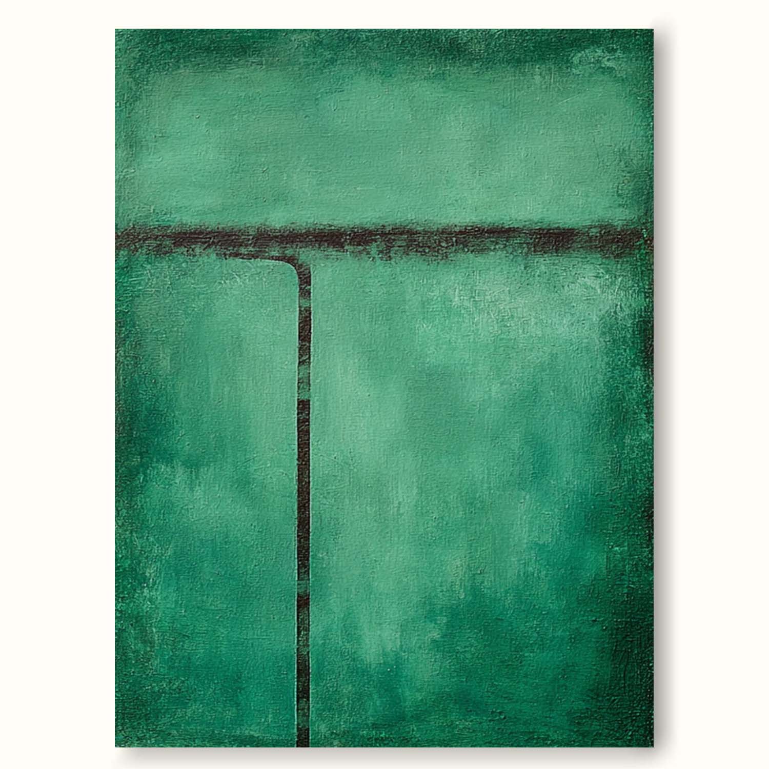 Minimalist Green Abstract Line Painting Handmade Minimalist Abstract Green Painting Modern Minimalist Green Wall Art