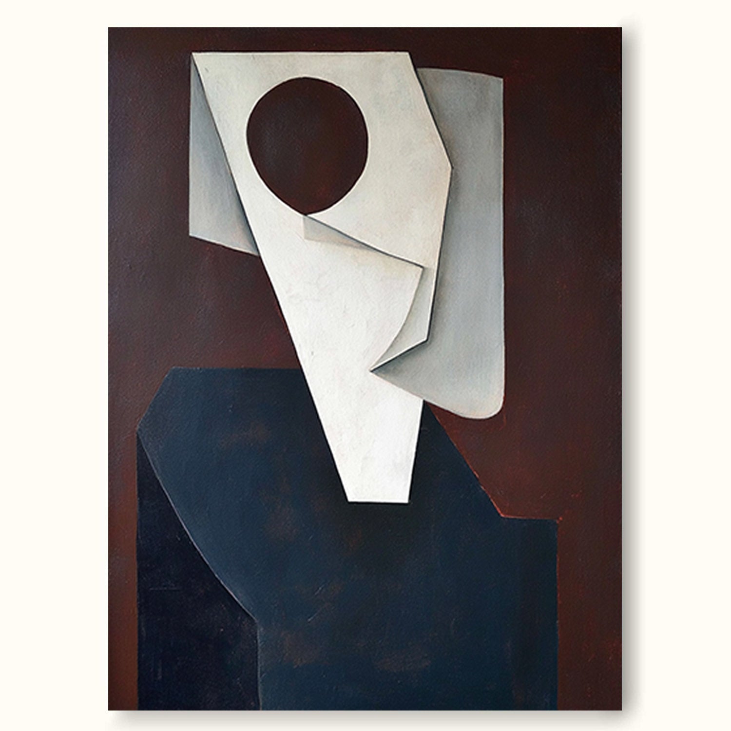 Handmade Minimalist Face Oil Painting Modern Beige Red Portrait Canvas Wall Art Large Geometric Face Canvas Art