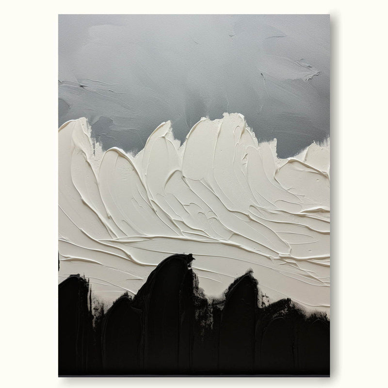 Black and White Abstract Painting Original Black White Minimalist Painting