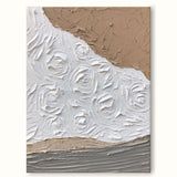 White Minimalist 3D Texture Painting Large Abstract Texture Art White and Brown Painting