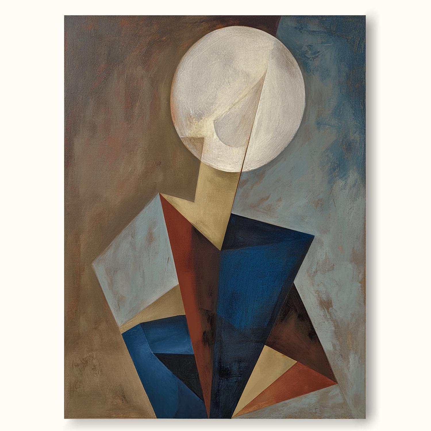 Large Geometric Abstract Round-Face Wall Art Minimalist Abstract Geometric Figure Oil Painting Handmade Geometric Oil Painting