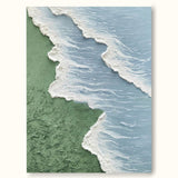 Minimalist Green Coastal Wall Art 3D Texture Abstract Beach Canvas Art