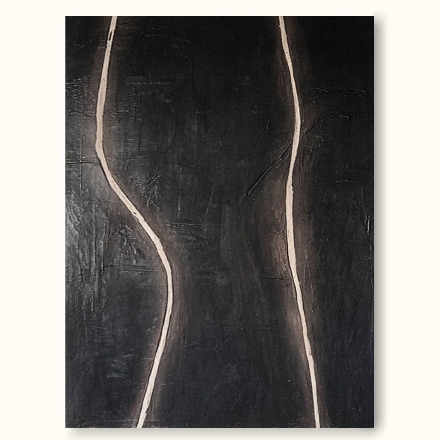 Modern Black Abstract Line Painting Minimalist Black Abstract Line Oil Painting Contemporary Abstract Line Wall Art