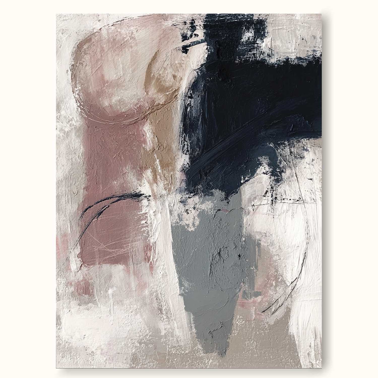 Neutral Beige And Light Pink Wall Art Large Beige Abstract Textured Painting Contemporary Handmade Canvas Wall Art