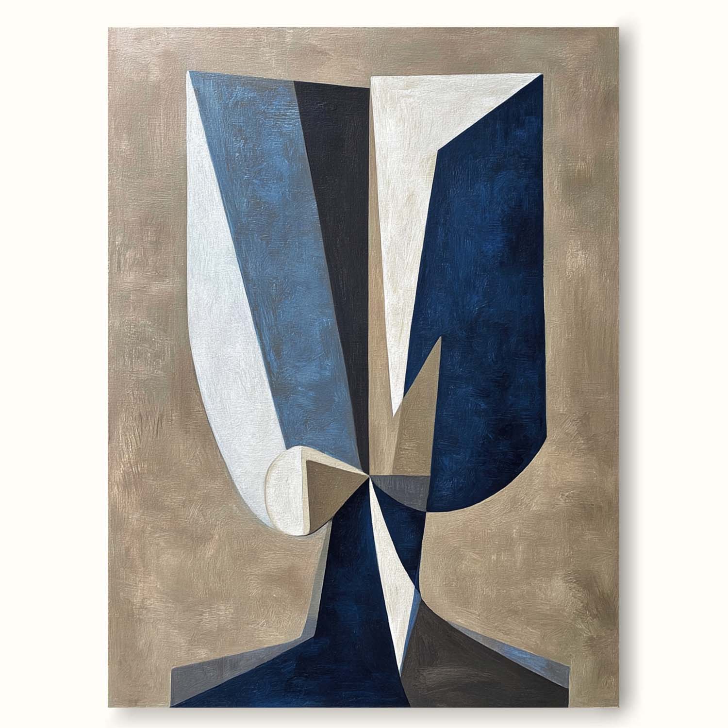 Large Abstract Portrait Oil Painting Large Geometry Face Wall Art Original Geometric Handmade Wall Painting