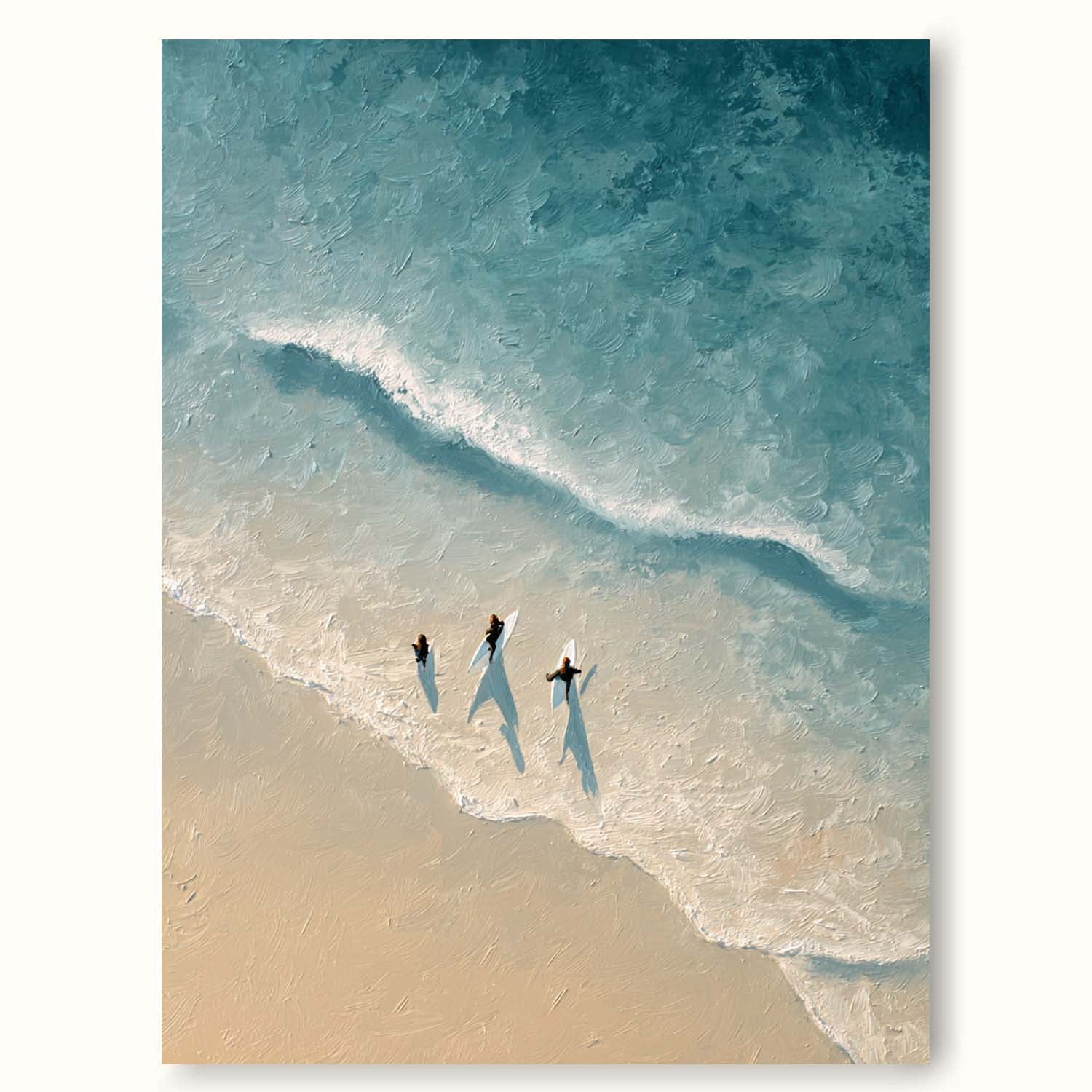 Handmade Blue and White Ocean Abstract Painting Blue and Beige Textured Surfing Wall Art Neutral Coastal Wall Decor