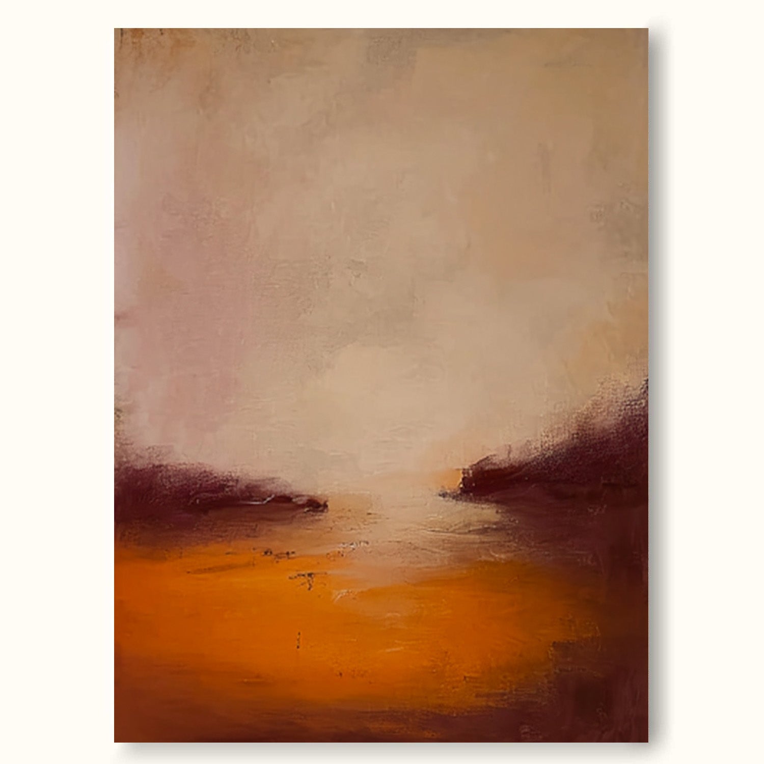 Minimalist Abstract Sunset Landscape Painting Handmade Abstract orange Landscape Wall Art Modern Sunset Oil Painting