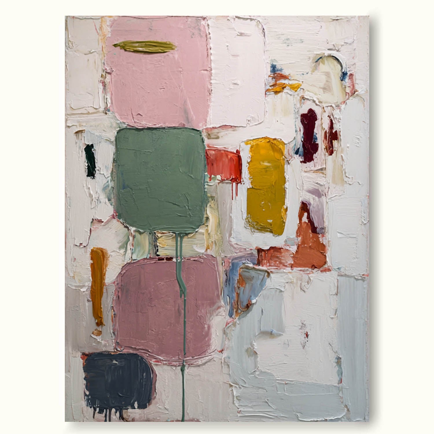 Vertical Multicolor Abstract Oil Painting Large Colorful Textured Abstract Painting Handmade Vertical Abstract Painting