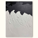 Black White Minimalist Painting Large White 3D Plaster Wall Art Minimalist Black Textured Painting