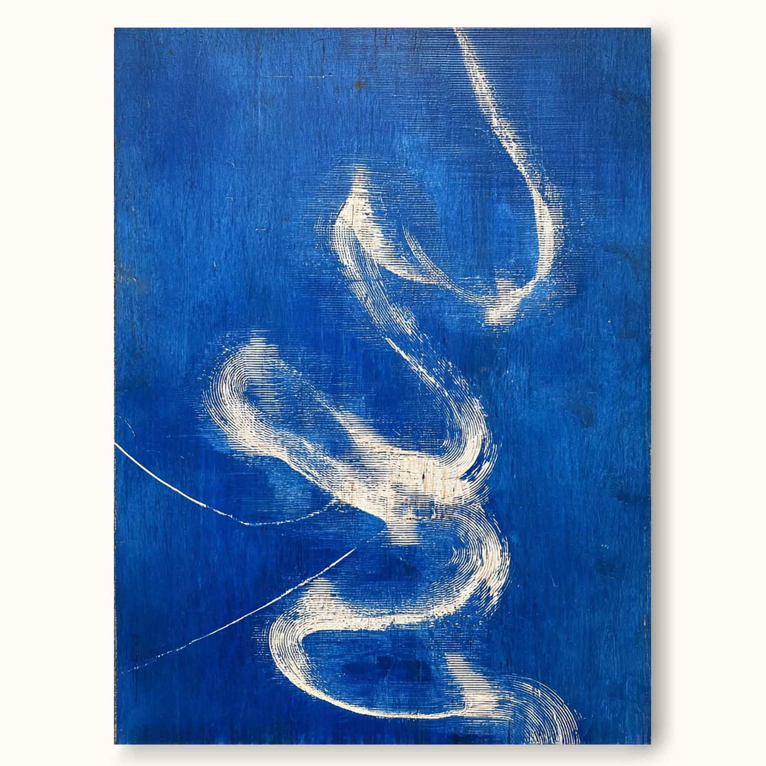 Hand-Painted Blue Abstract Oil Painting Modern Blue And White Abstract Painting Blue Abstract Line Wall Art