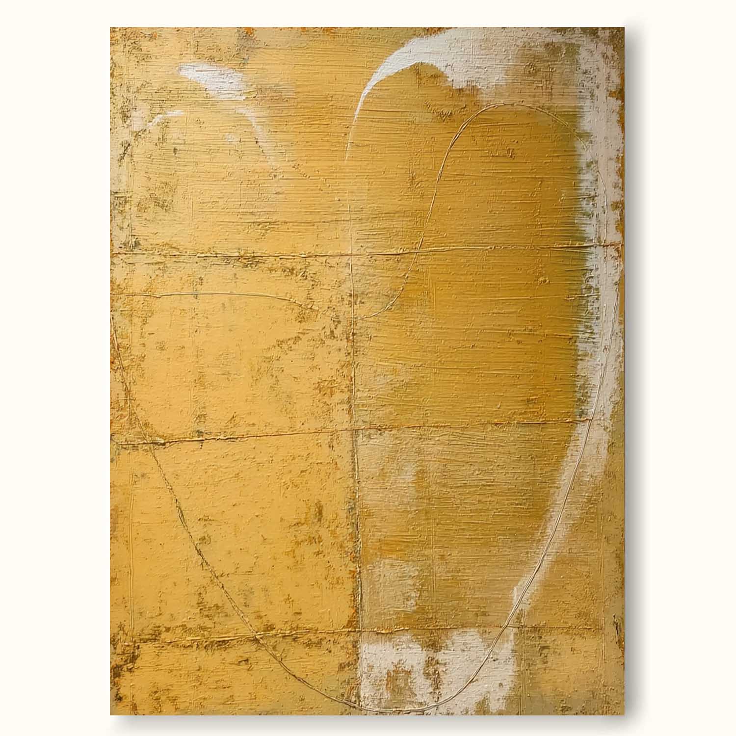 Handmade Textured Yellow Abstract Wall Art Minimalist Yellow Abstract Oil Painting Warm Earth Tone Abstract Oil Painting