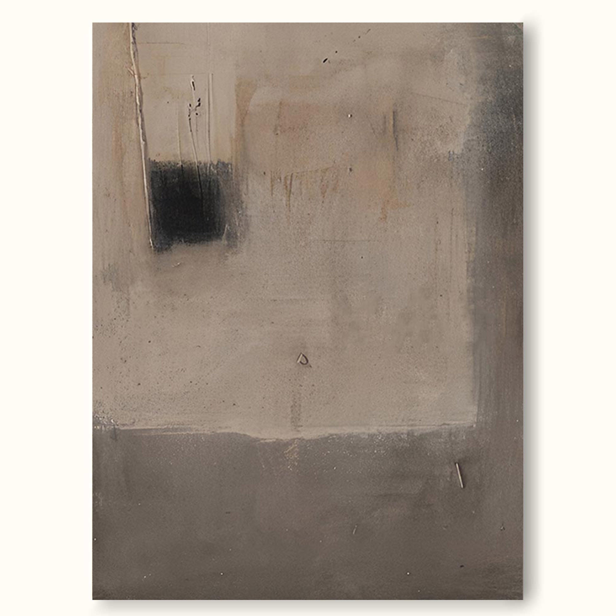 Beige And Brown Modern Abstract Minimalist Canvas Painting Framed Acrylic Neutral Minimal Wall Art For Livingroom