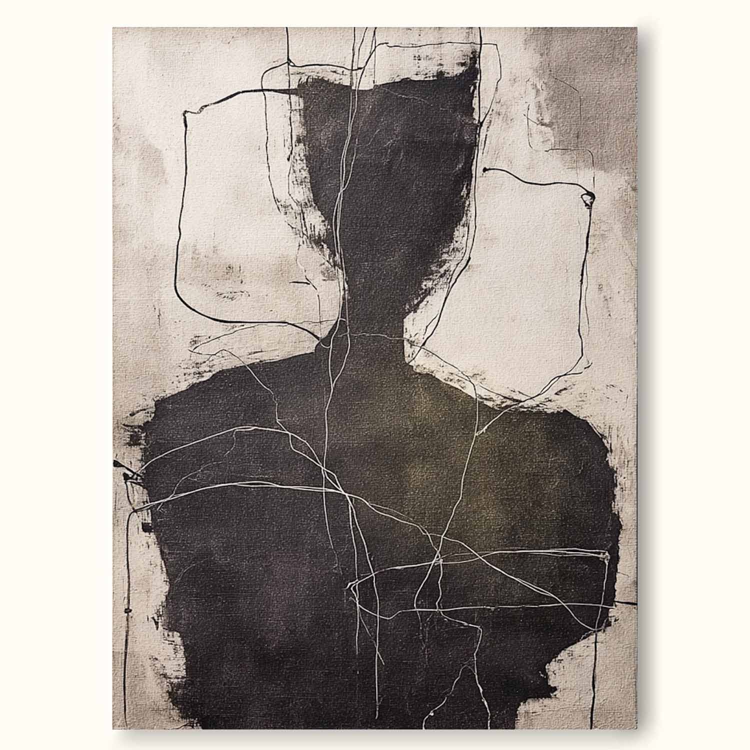Large Black And Brown Abstract Figure Oil Painting Handmade Abstract Figure Wall Art Handmade Black Abstract Figure Painting