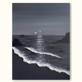 Minimalist 3d Ocean Waves Painting Original Black And White Ocean Beach Painting