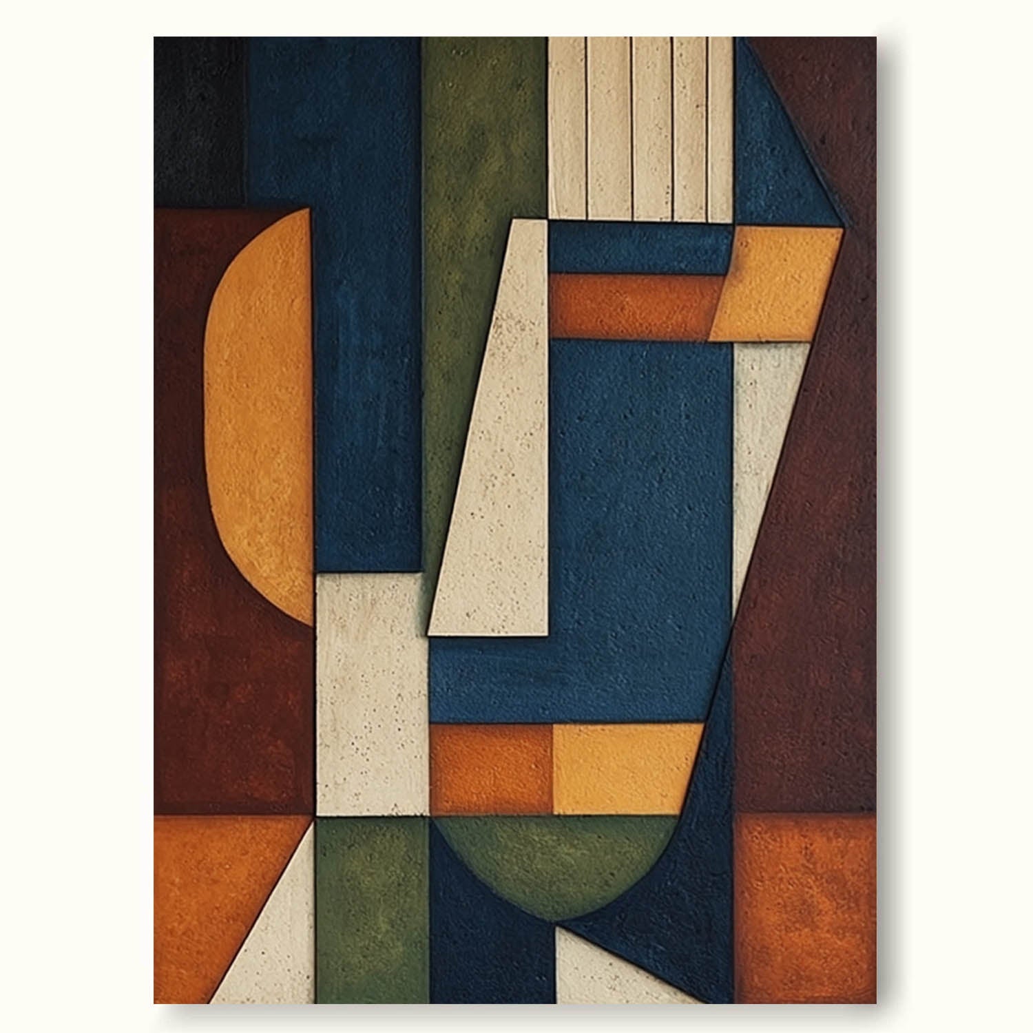 Geometric Face Abstract Oil Painting Color Block Minimalist Face Artwork Large Geometric Portrait Oil Painting