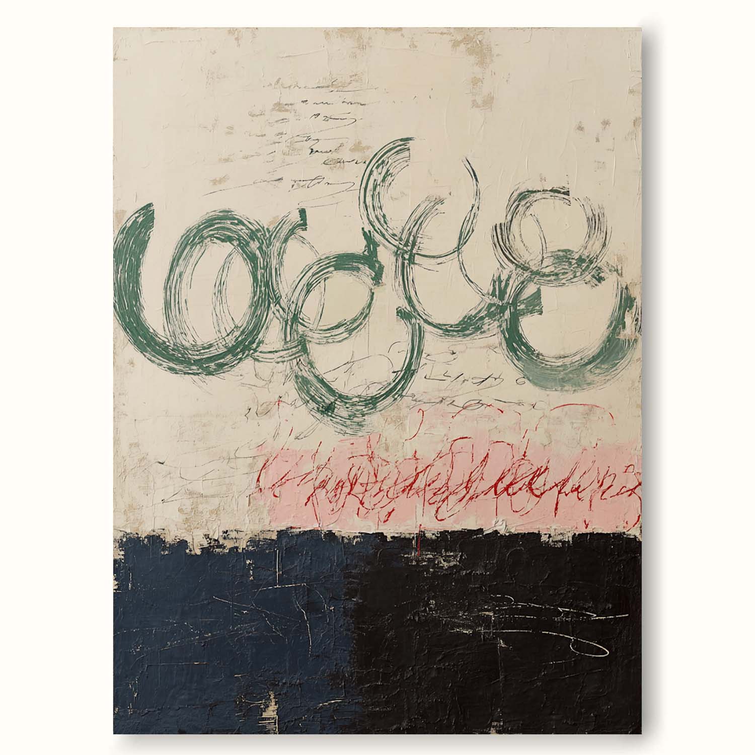 Minimalist Black And Beige Abstract Painting Beige And Green Line Abstract Artwork Large Minimalist Beige Canvas Painting