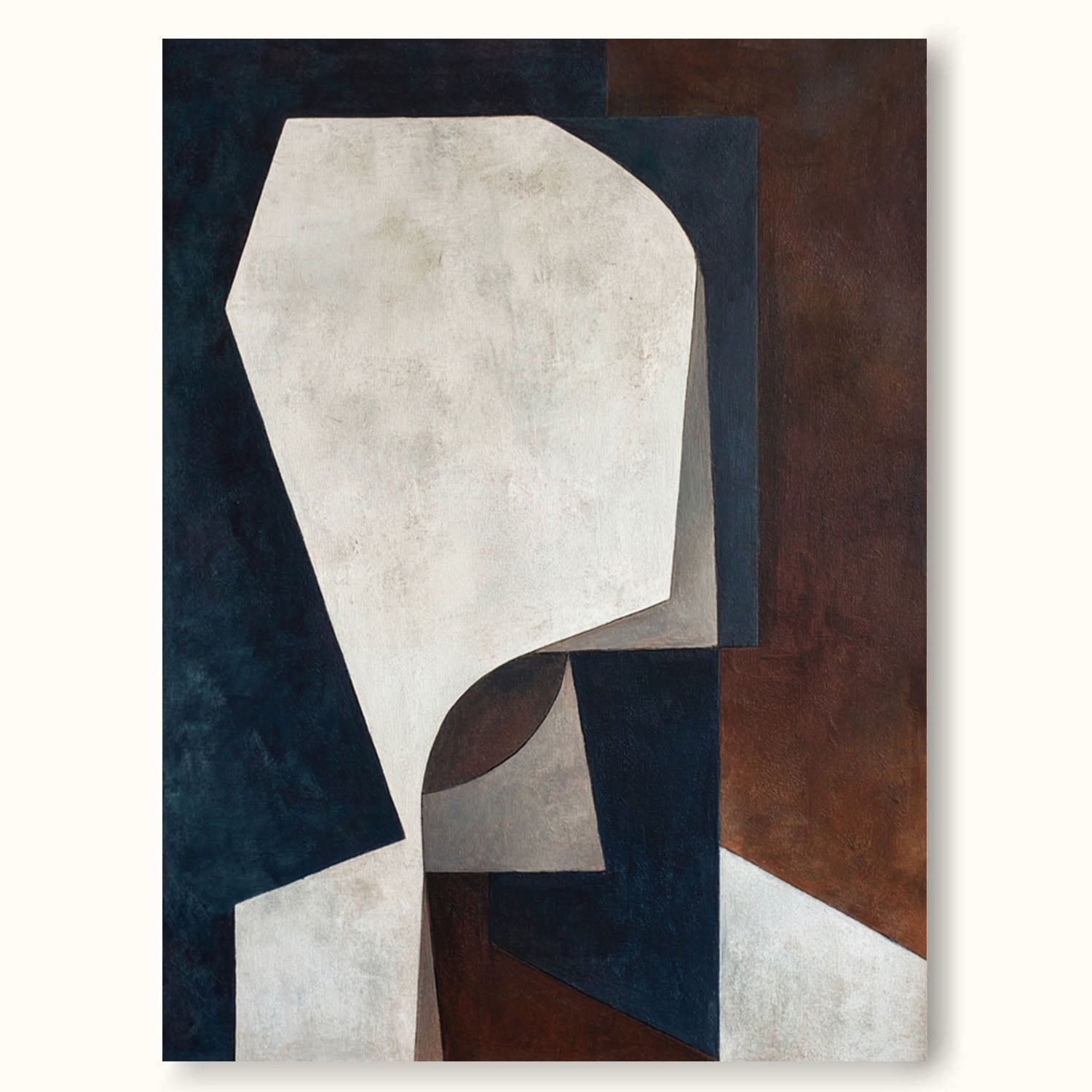 Modern White Abstract Head Art Abstract White Face Oil Painting Large Neutral Abstract Head Painting