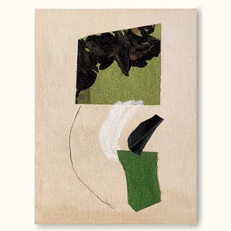 Texture Minimalist Canvas Painting Acrylic Green And Beige Minimalist Art For Living Room