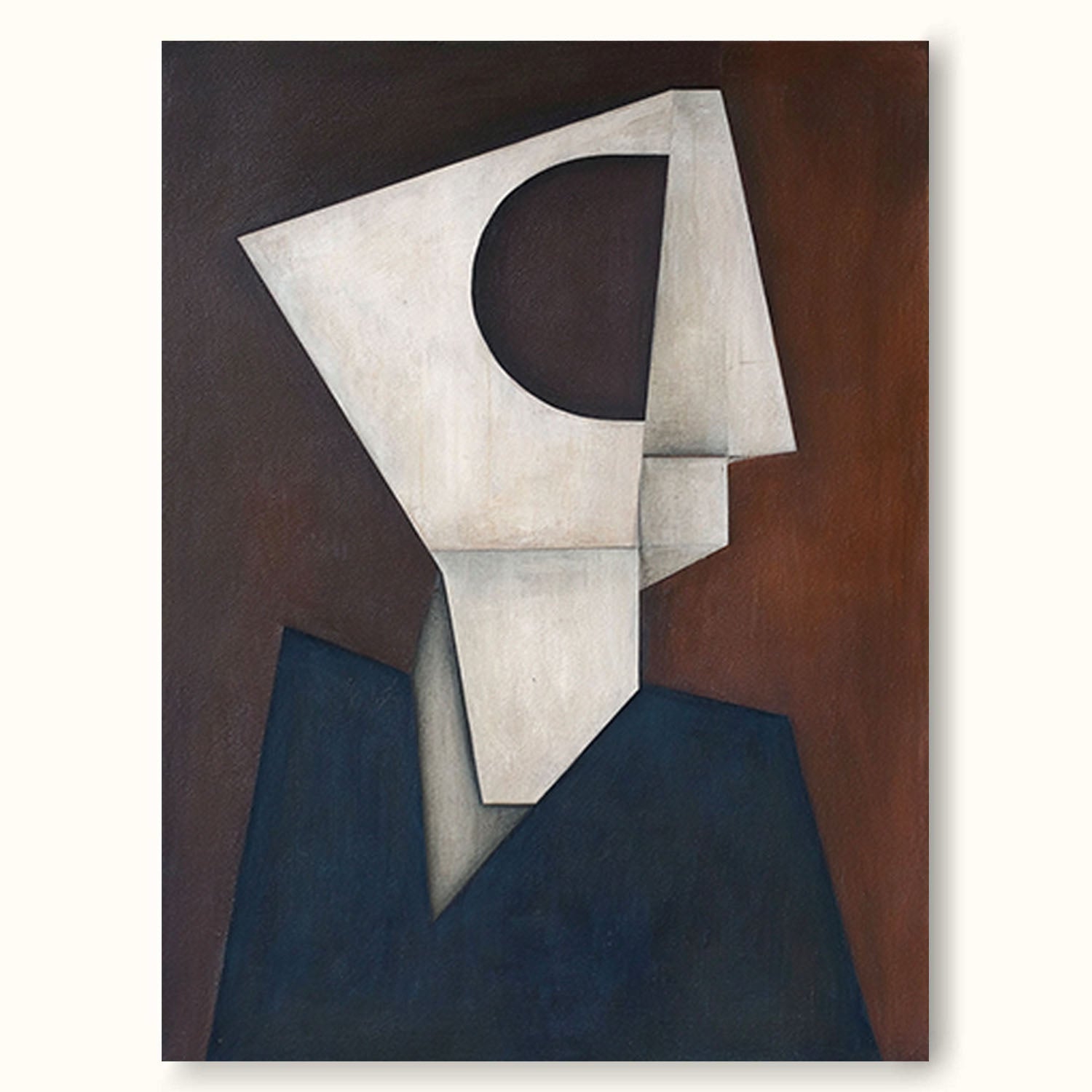 White & Blue Geometric Abstract Painting Large Handmade White And Blue Geometric Abstract Oil Painting Minimalist Cubist Wall Art