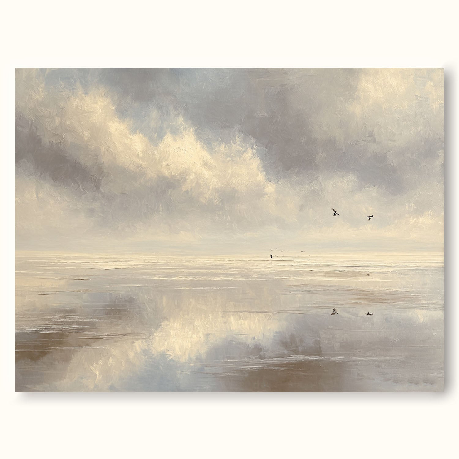 Large Minimalist Beige Beach Scene Painting Large Handmade Minimalist Beige Beach Landscape Art Original Beach Oil Painting