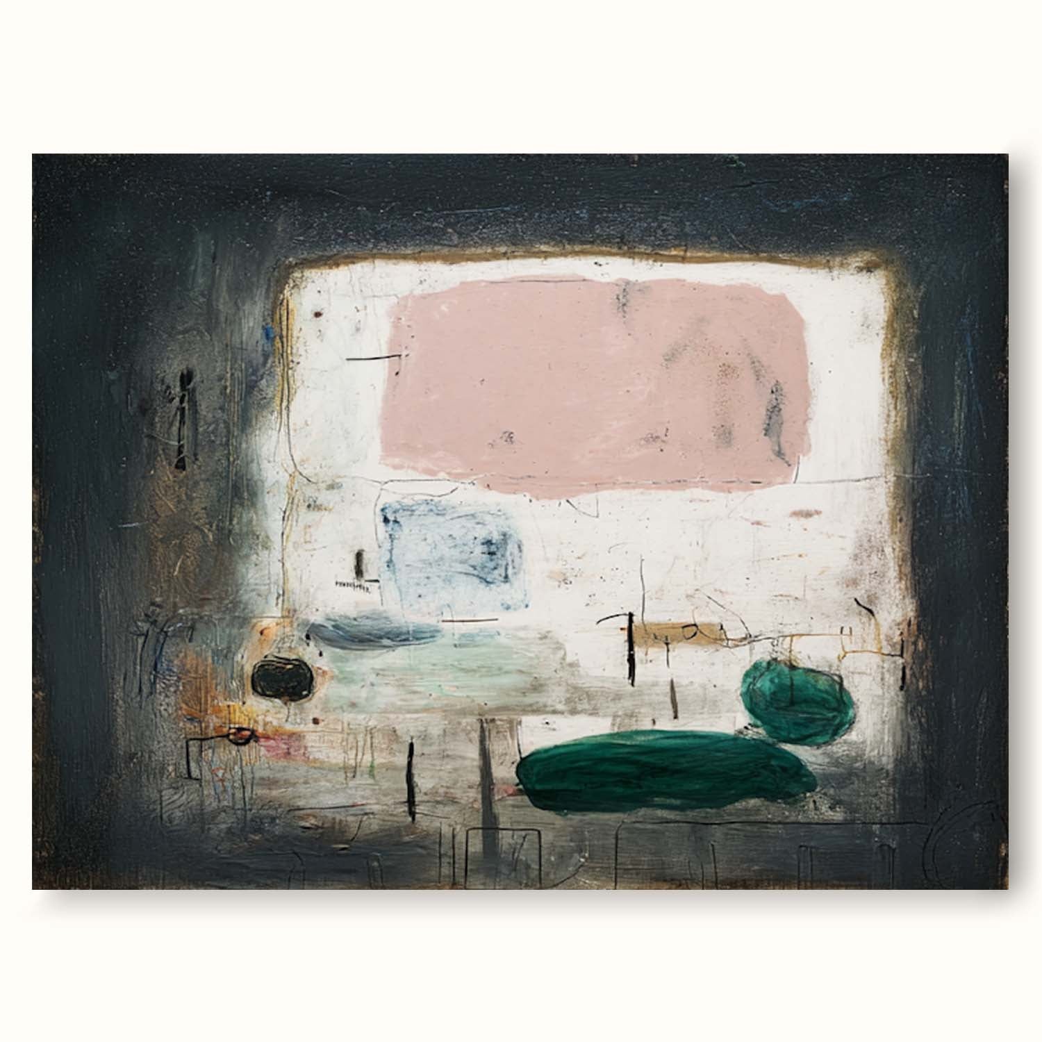 Modern Pink And Black Abstract Oil Painting Large Multicolor Minimalist Abstract Oil Painting Original Abstract Wall Art