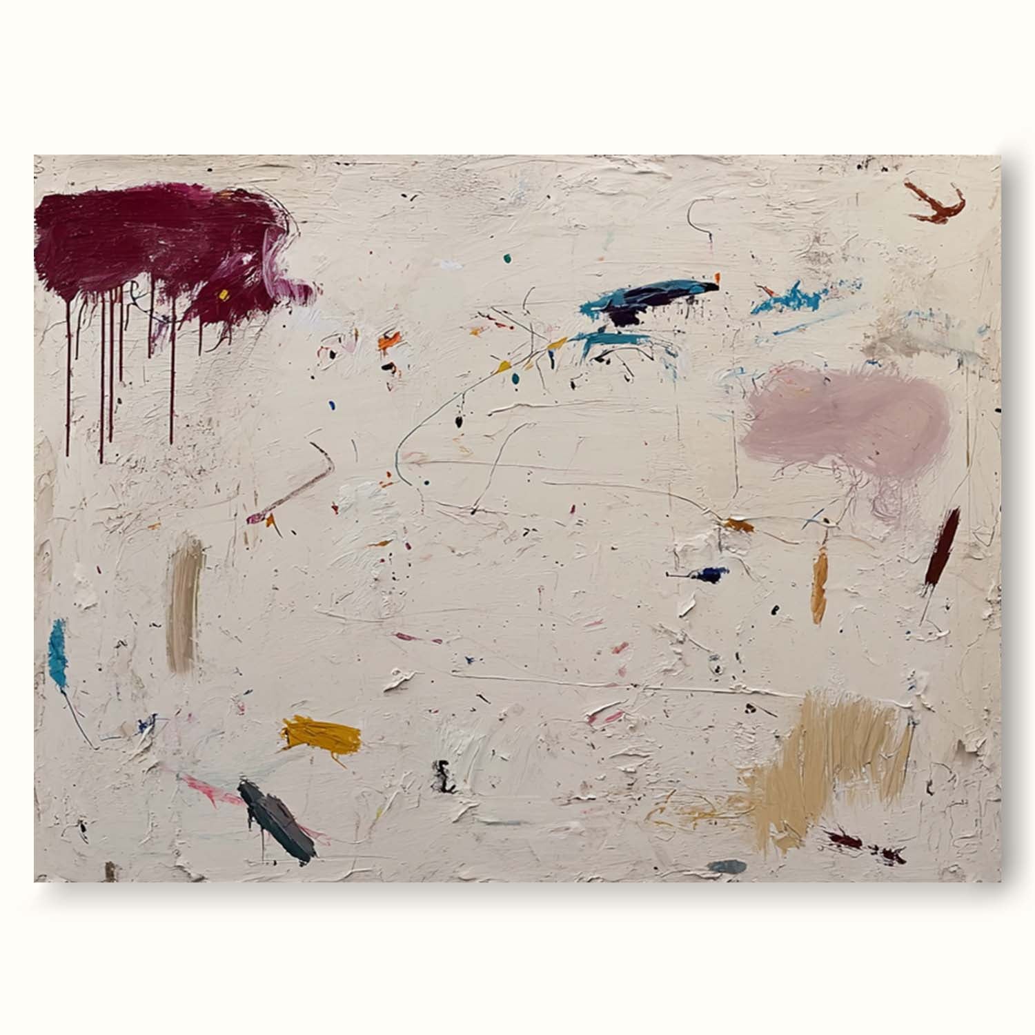 Handmade Neutral Beige And Cream Minimalist Abstract Painting Large Neutral Beige And Cream Textured Canvas Painting