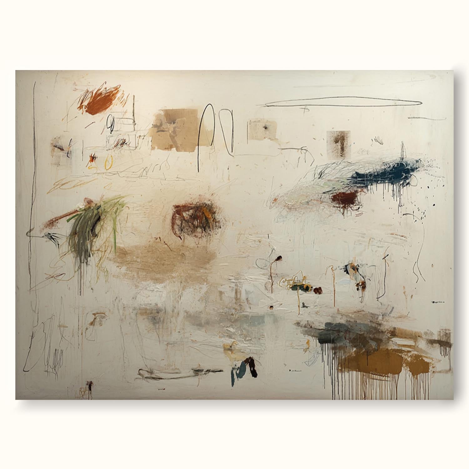 Original Beige Minimalist Abstract Painting Large Beige Abstract Graffiti Wall Art Minimalist Beige Canvas Painting