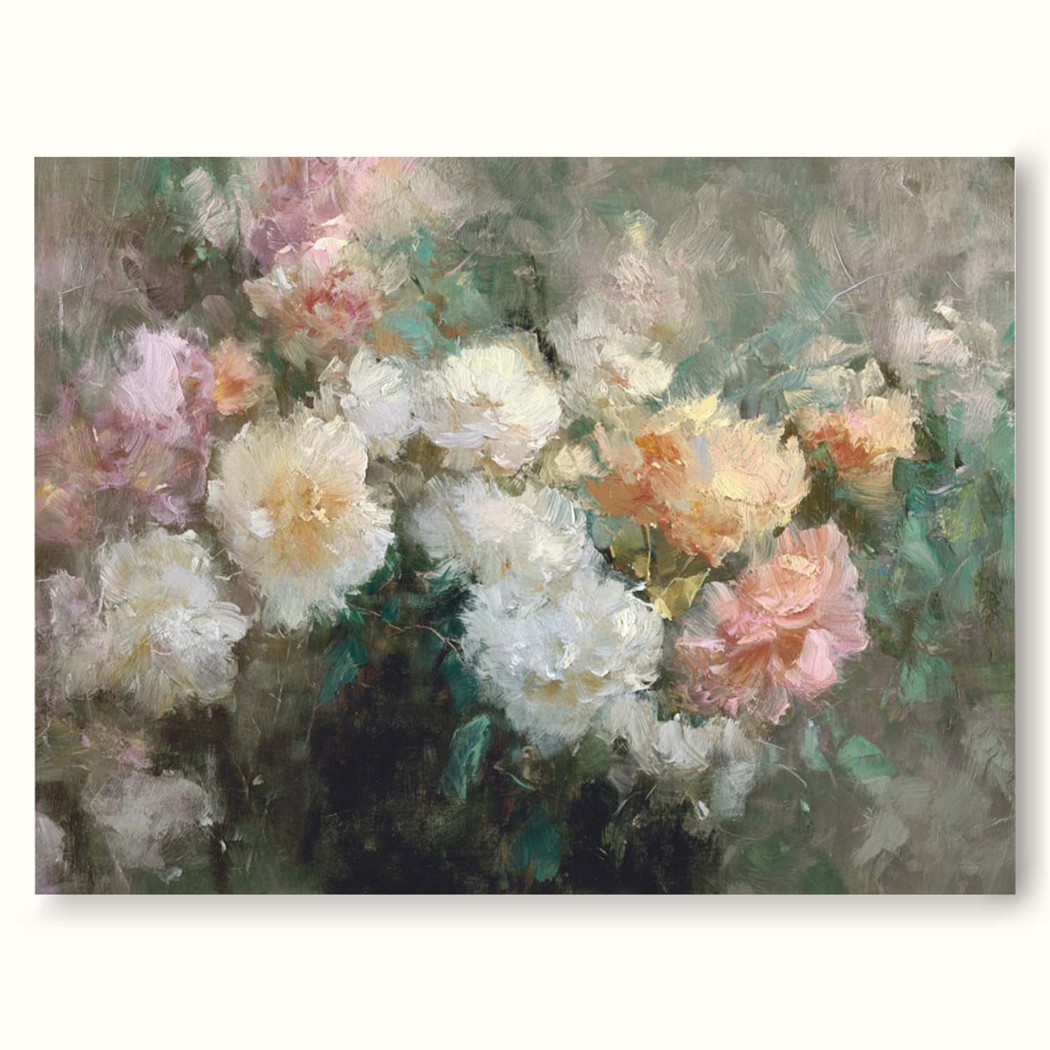 Modern Abstract White Peony Painting Minimalist Beige And White Flower Wall Art Original Abstract Floral Oil Painting