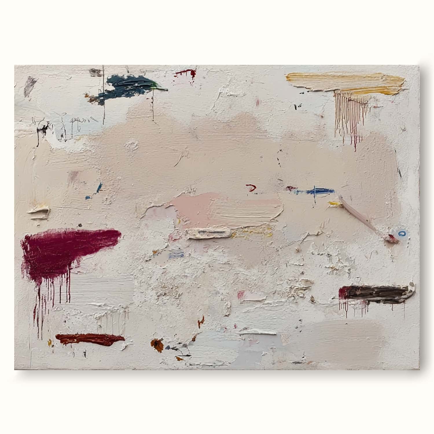 Handmade Neutral Beige Abstract Oil Painting Wabi Sabi Neutral Abstract Wall Art Large Beige Abstract Graffiti Wall Art
