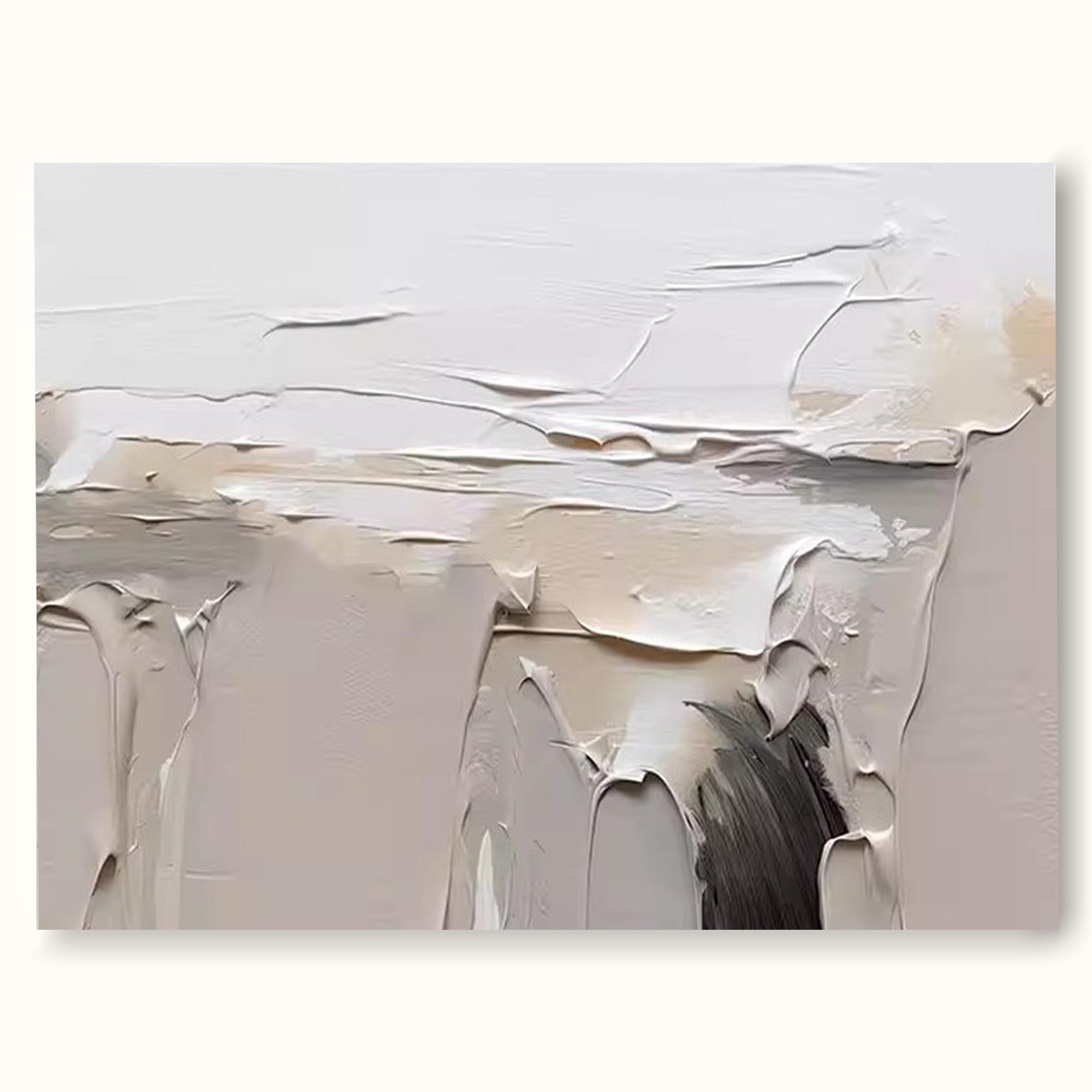Large Beige And White Wall Art Minimalist Beige Texture Painting Beige Texture Wall Art