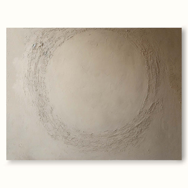 Minimalist Beige Canvas Art Beige Circle Abstract wall art Beige Wabi Sabi Wall Art Neutral Wall Decor 