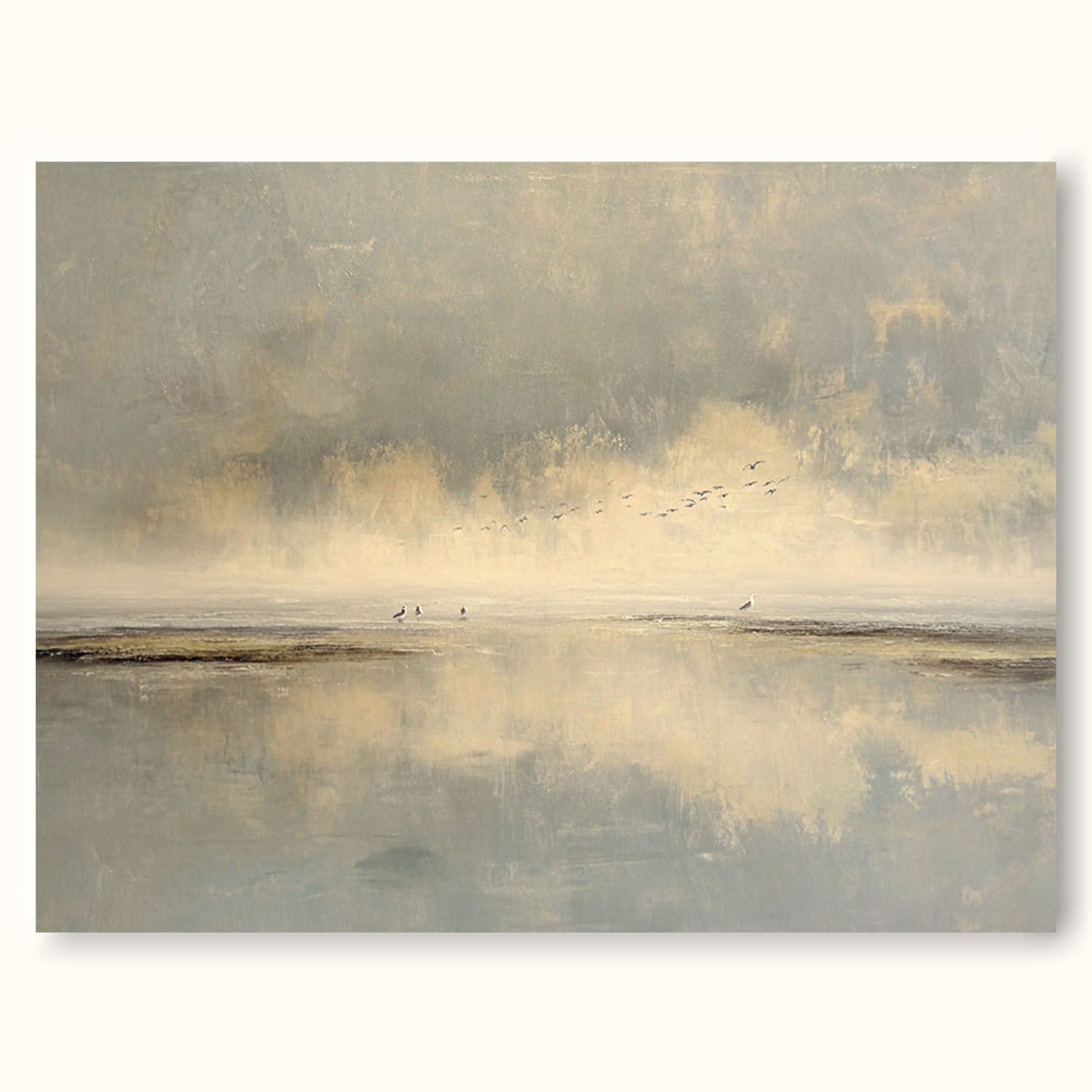 Large Neutral Coastal Oil Painting Textured Handmade Seascape Wall Art In Beige And Gray Original Beige Seascape Painting On Canvas