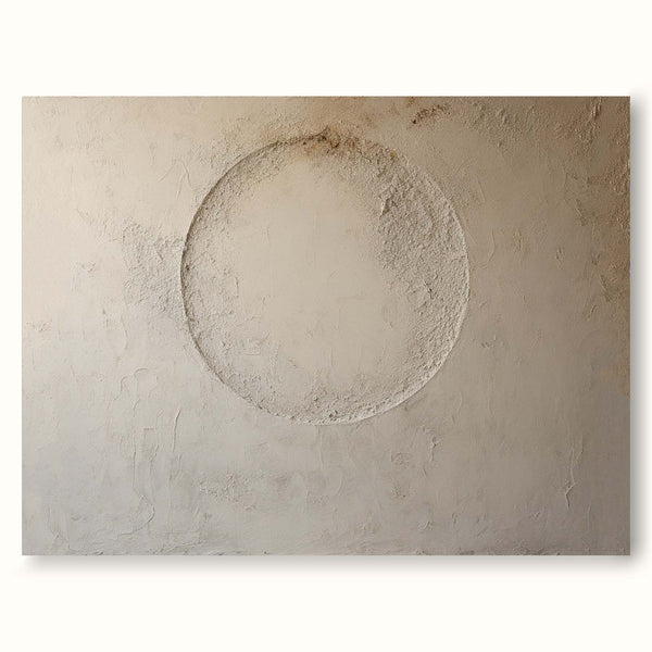 Round Beige 3d Texture Wall Art Minimalist Painting On Canvas Beige Wabi Sabi Wall Art