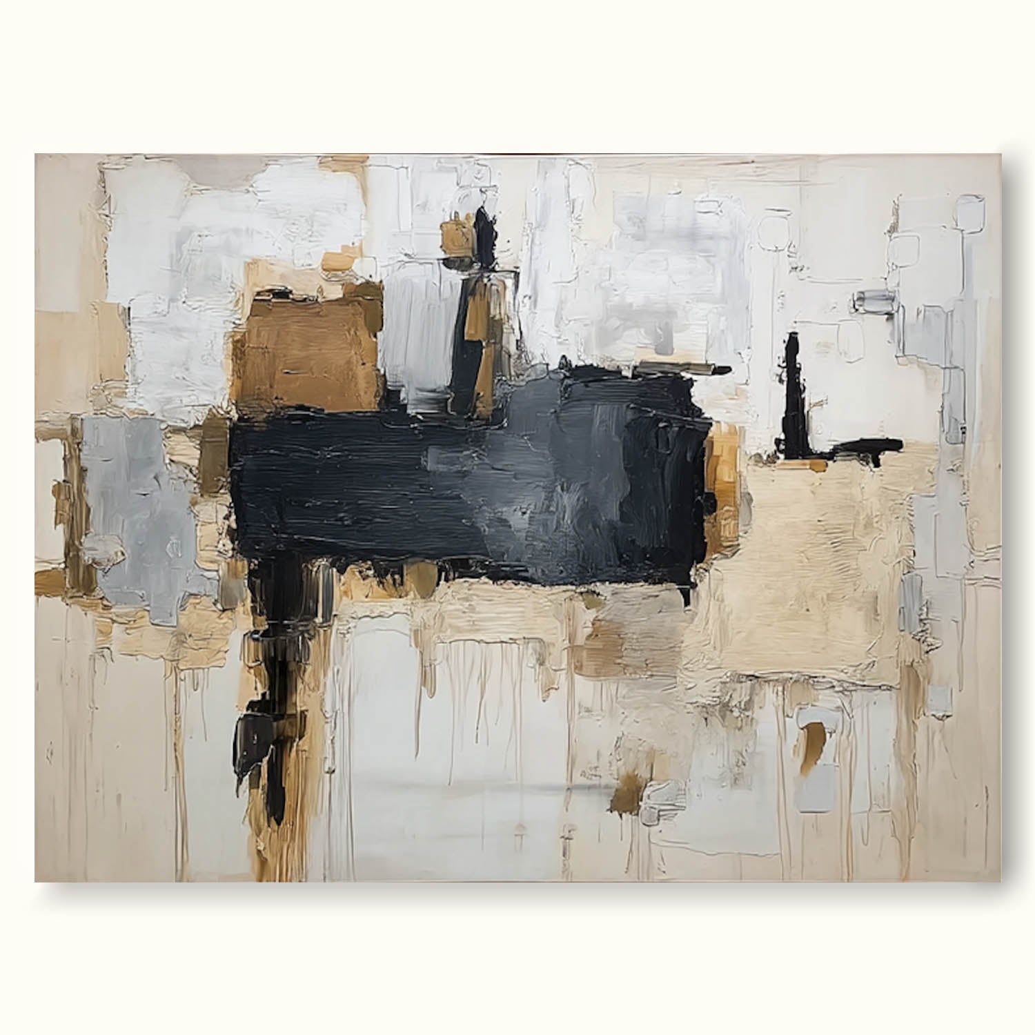 Large Neutral Beige And Gray Texture Painting Original Beige And Black Abstract Canvas Art Minimalist Beige Texture Canvas Art