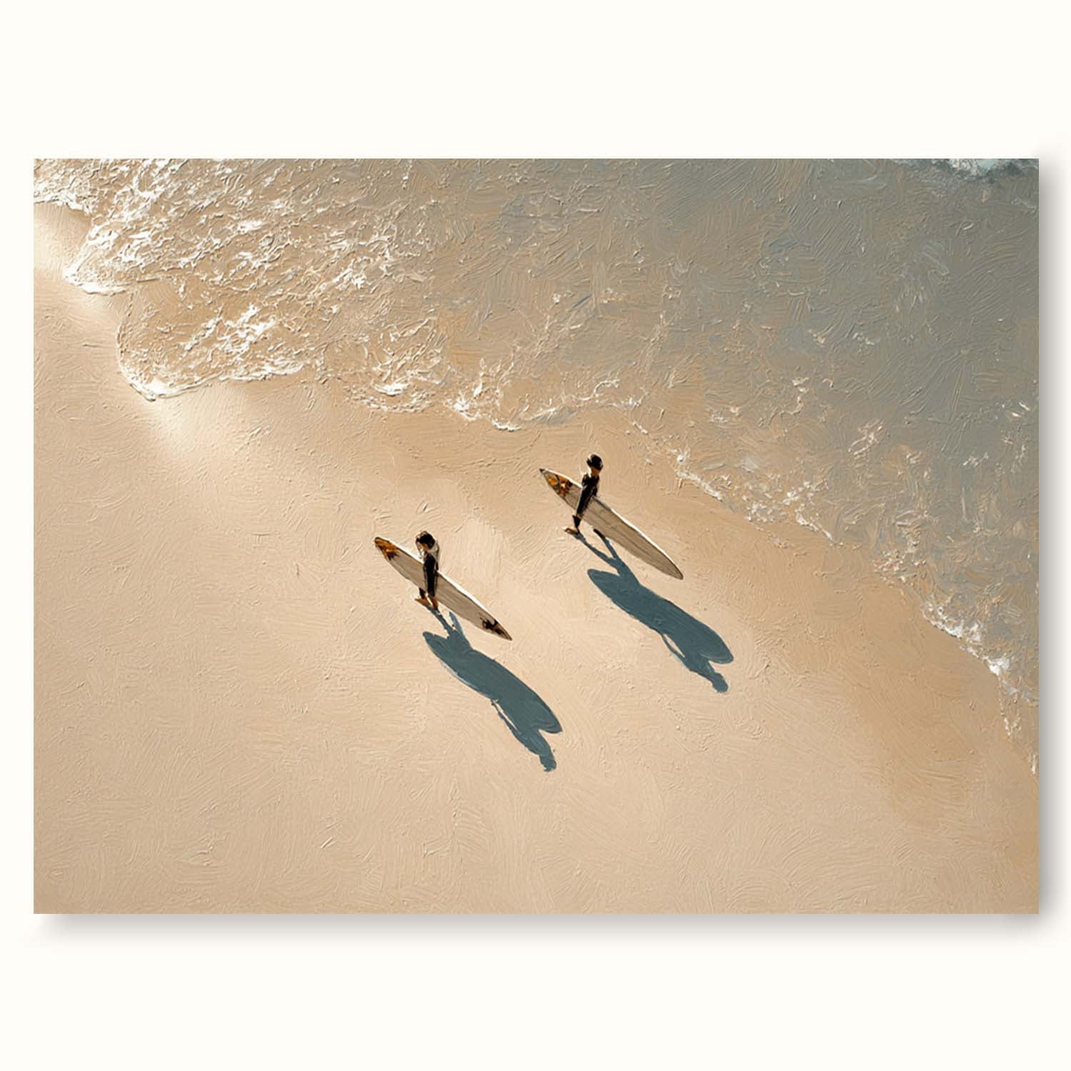 Handmade Blue and Beige Textured Oil Painting Contemporary Beach Scene Artwork Large Textured Seascape Wall Art