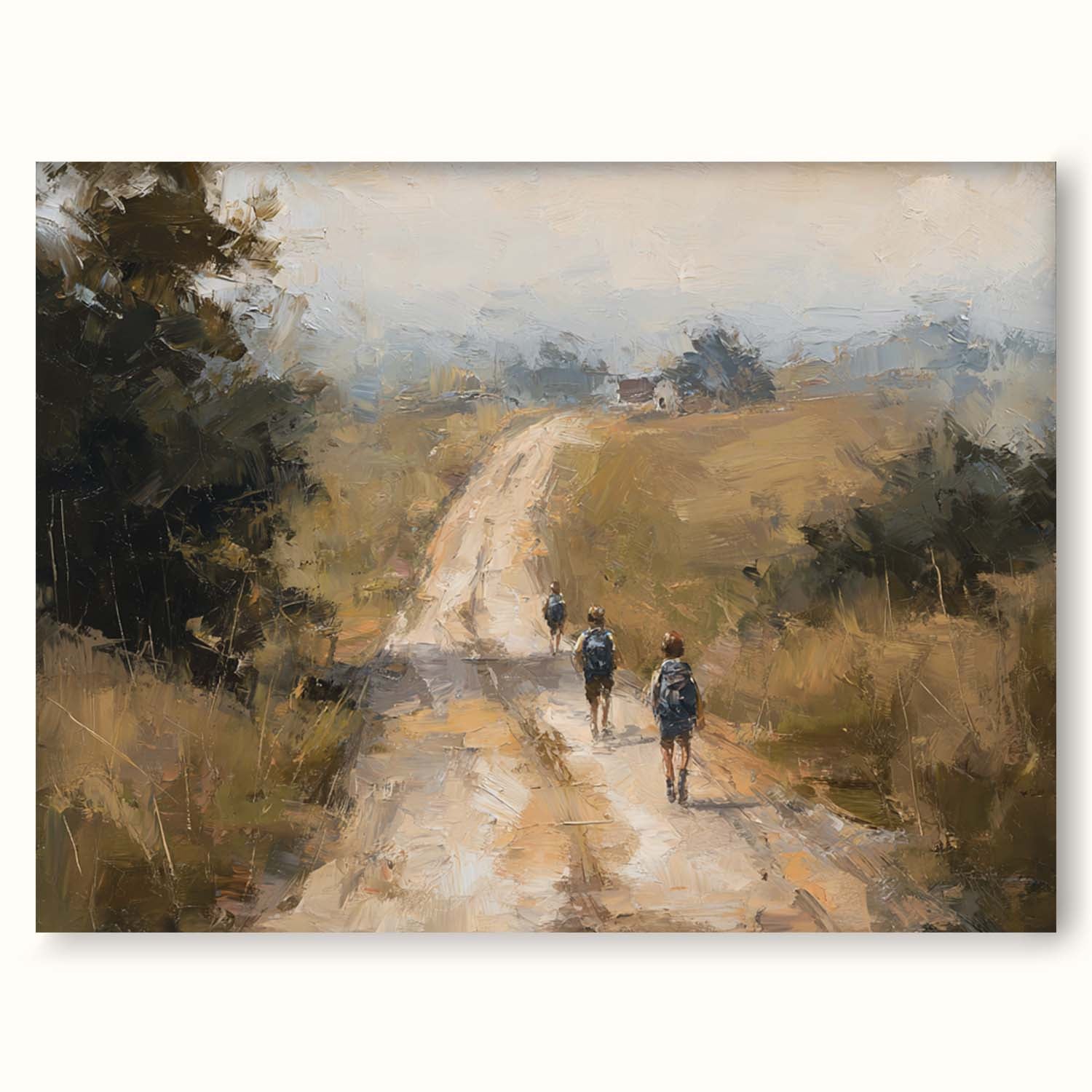 Handmade Country Road Landscape Wall Art Minimalist Country Road Landscape Oil Painting Large Countryside Road Wall Art