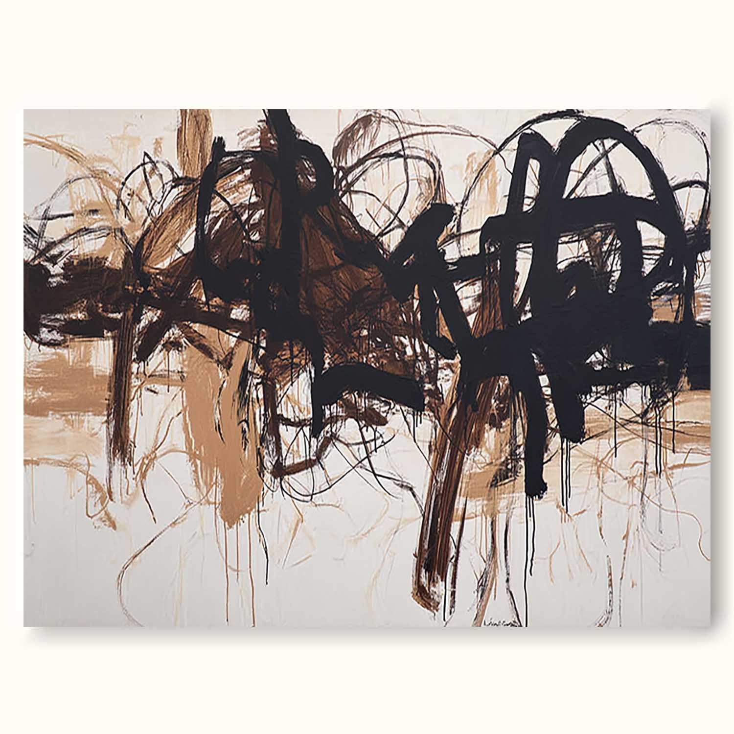 Horizontal Beige Abstract Line Art Painting Large Beige Minimalist Canvas Wall Art Minimalist Horizontal Abstract Line Wall Art