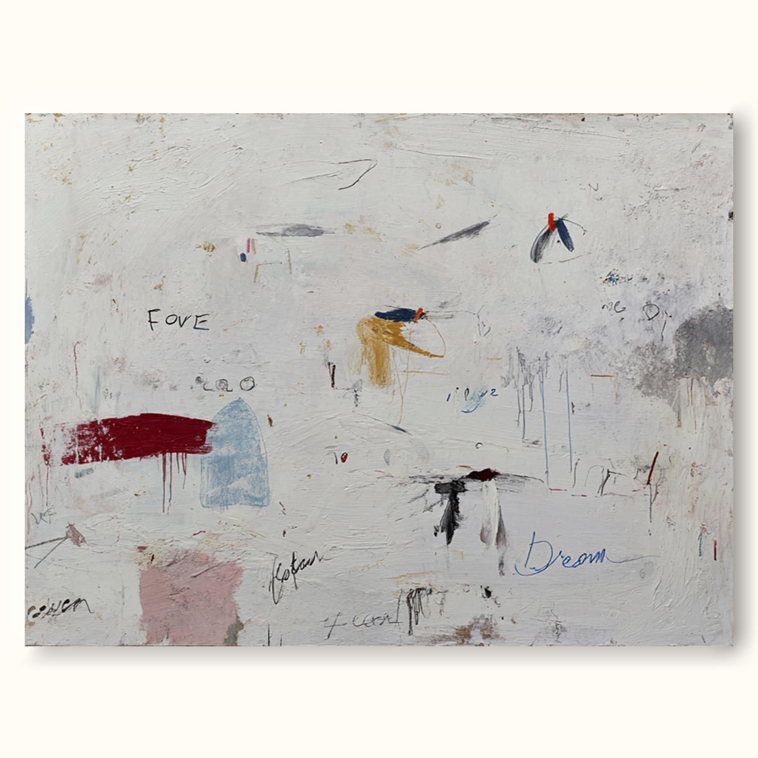 Contemporary Neutral White Graffiti Abstract Painting Minimalist Wabi-Sabi Graffiti Abstract Canvas Minimalist White Abstract Oil Painting