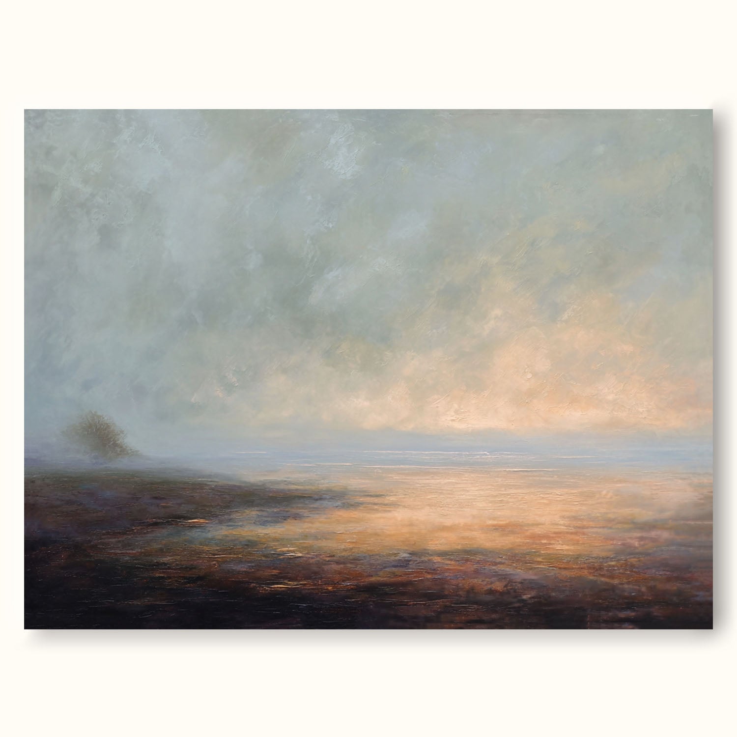 Large Abstract Sunrise Landscape Canvas Art Warm Horizon Brown Abstract Landscape Painting Large Sunrise Landscape Painting