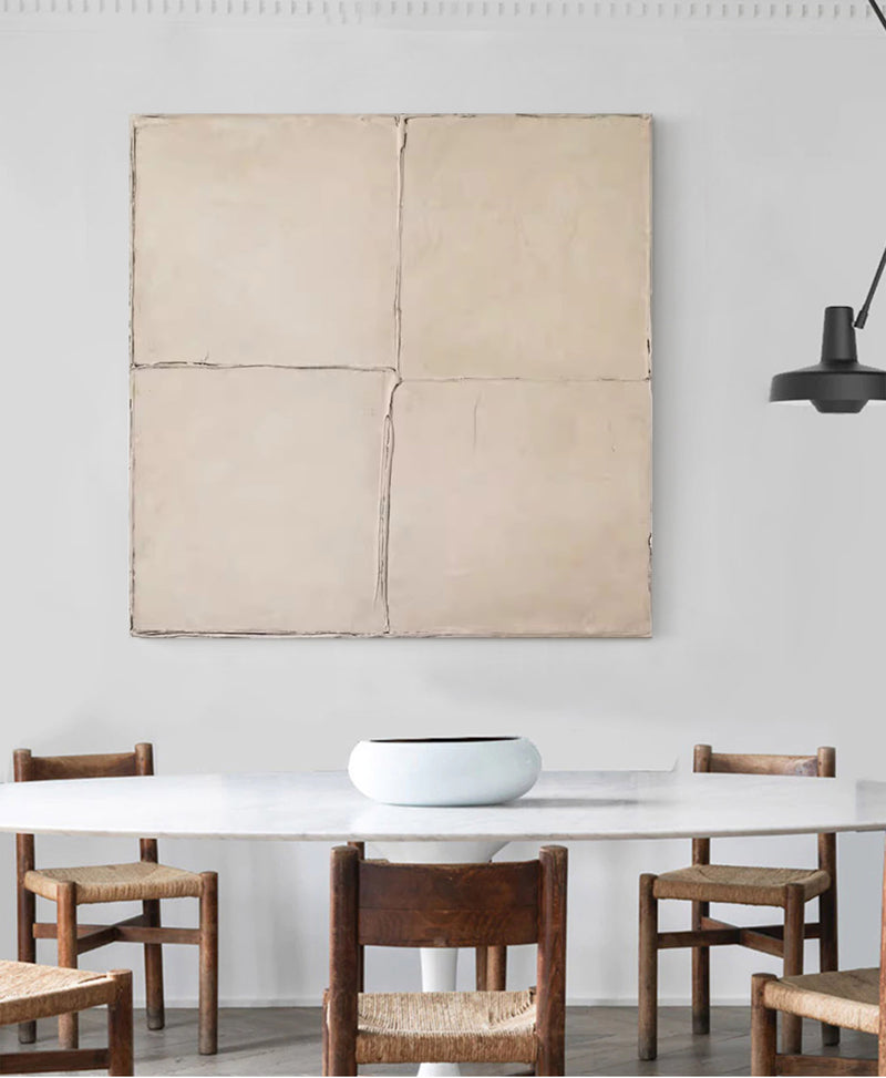 Large Neutral Beige Abstract Painting Neutral Pure Beige Wall Art Minimal Abstract Wall Art