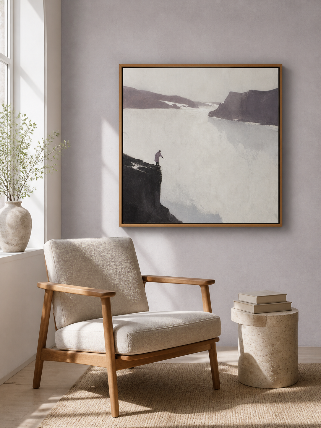 Hand-Painted Spectacular River Canvas Art Minimalist Landscape Wall Art