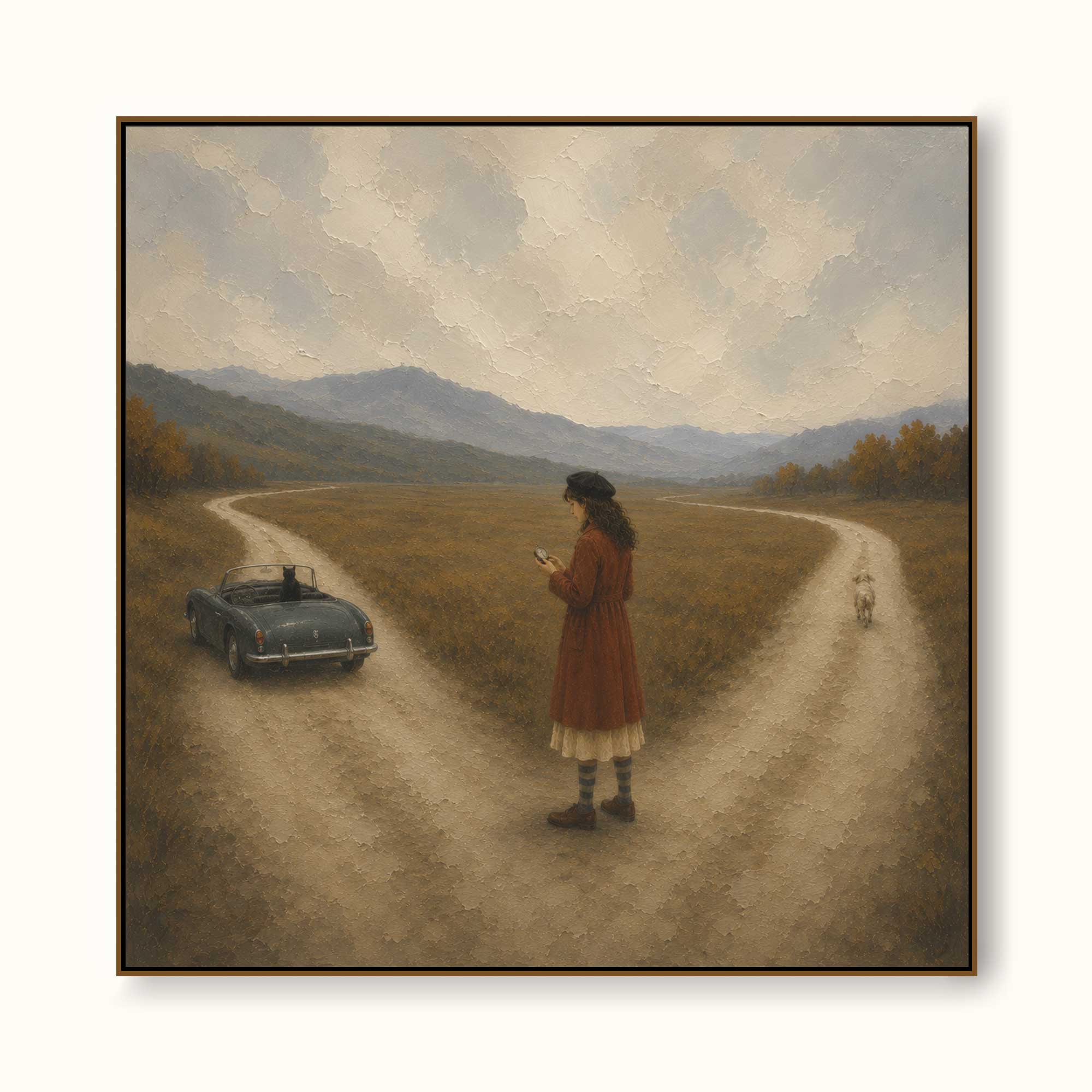 Square Realism Artwork With Textured Finish For Modern Vintage And Rustic Interior Design