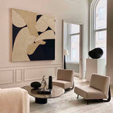  Neutral Beige & Black Painting On Canvas Large Minimalist Beige Canvas Painting