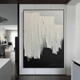 White And Black Minimalist Texture Painting Black And White Abstract Painting On Canvas