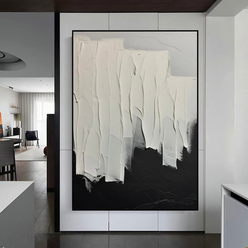 White And Black Minimalist Texture Painting Black And White Abstract Painting On Canvas